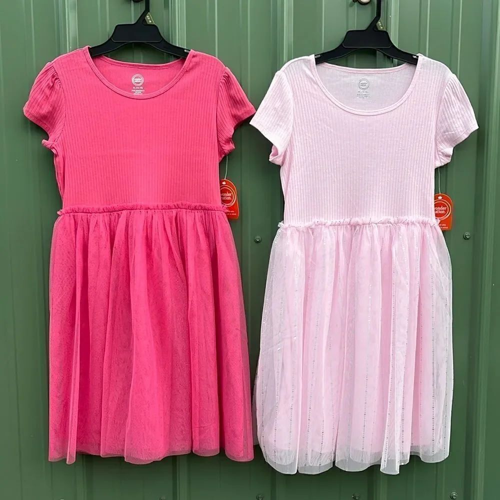 Girls Short Sleeve Tutu Dress, 2-Pack Size XL